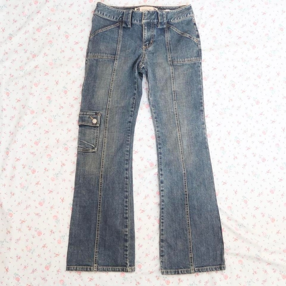 gap cargo flare jeans y2k low rise seamed denim pants